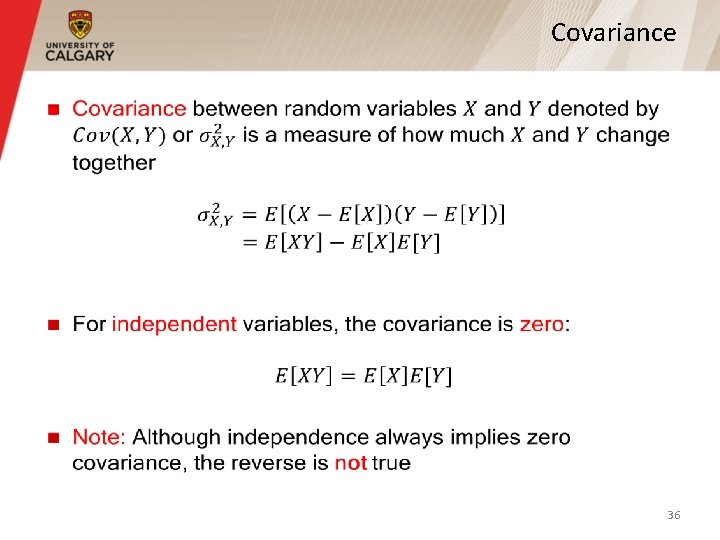 Covariance § 36 Covariance § 36