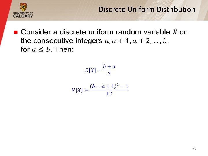 Discrete Uniform Distribution § 42 Discrete Uniform Distribution § 42