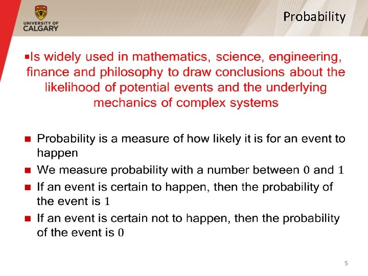 Probability § 5 Probability § 5