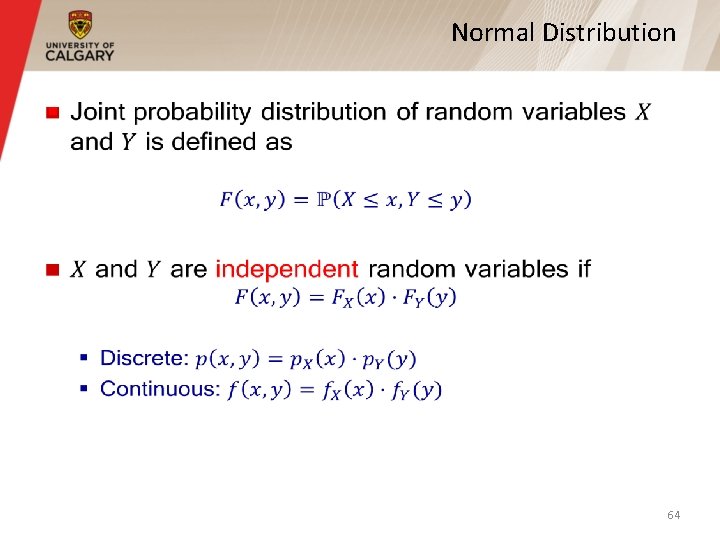 Normal Distribution § 64 Normal Distribution § 64