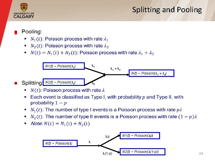 Splitting and Pooling § 1 N 1(t) ~ Poisson(l 1) N 2(t) ~ Poisson(l Splitting and Pooling § 1 N 1(t) ~ Poisson(l 1) N 2(t) ~ Poisson(l