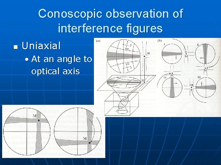 Conoscopic observation of interference figures n Uniaxial • At an angle to the optical Conoscopic observation of interference figures n Uniaxial • At an angle to the optical