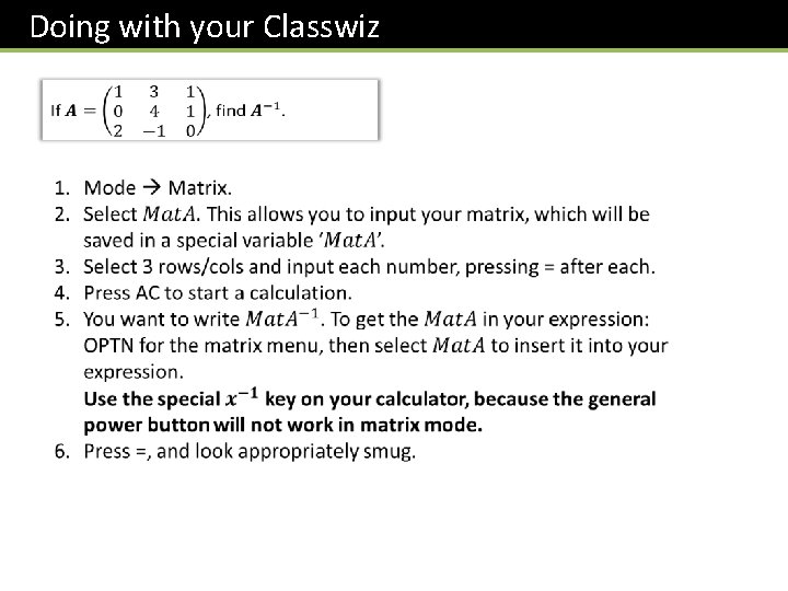 Doing with your Classwiz 