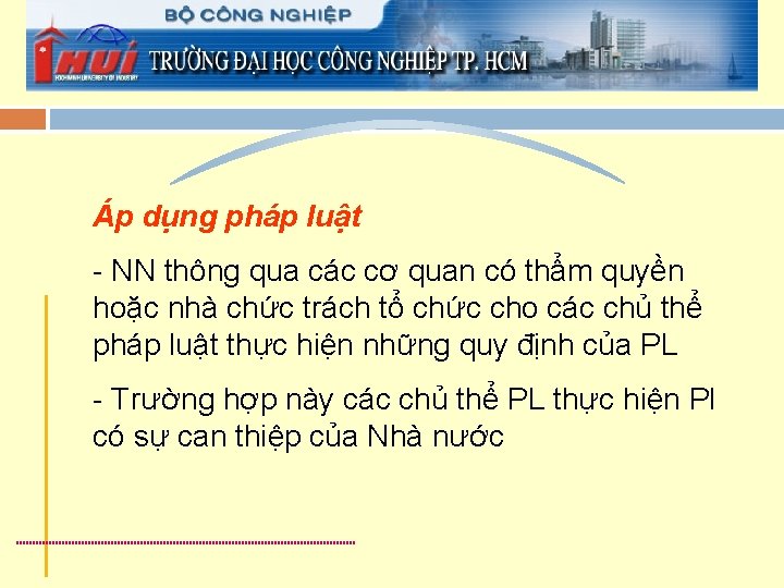 Áp dụng pháp luật - NN thông qua các cơ quan có thẩm quyền