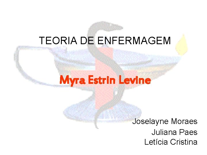 TEORIA DE ENFERMAGEM Myra Estrin Levine Joselayne Moraes Juliana Paes Letícia Cristina 