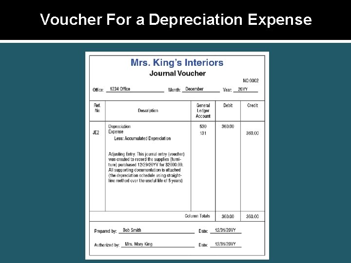 Voucher For a Depreciation Expense 