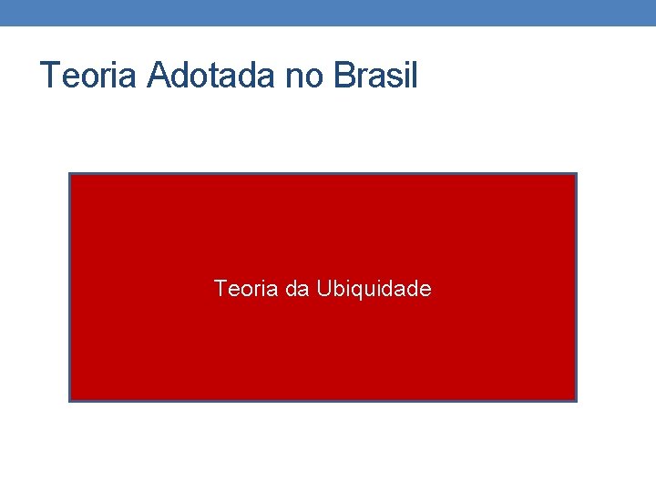 Teoria Adotada no Brasil Teoria da Ubiquidade 