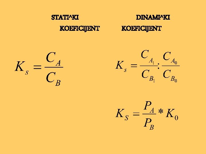 STATI^KI KOEFICIJENT DINAMI^KI KOEFICIJENT 