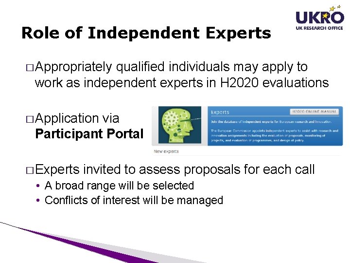 Role of Independent Experts � Appropriately qualified individuals may apply to work as independent Role of Independent Experts � Appropriately qualified individuals may apply to work as independent