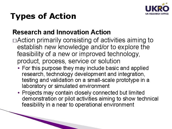 Types of Action Research and Innovation Action � Action primarily consisting of activities aiming Types of Action Research and Innovation Action � Action primarily consisting of activities aiming