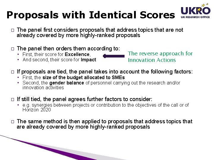 Proposals with Identical Scores � The panel first considers proposals that address topics that Proposals with Identical Scores � The panel first considers proposals that address topics that