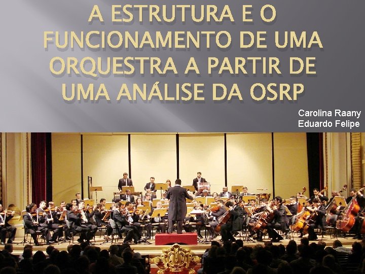 A ESTRUTURA E O FUNCIONAMENTO DE UMA ORQUESTRA A PARTIR DE UMA ANÁLISE DA