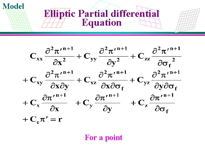 Model Elliptic Partial differential Equation For a point 