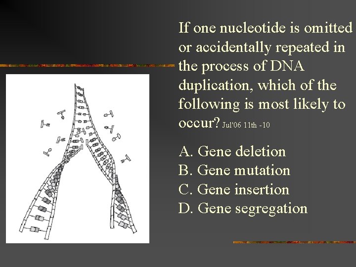 If one nucleotide is omitted or accidentally repeated in the process of DNA duplication,