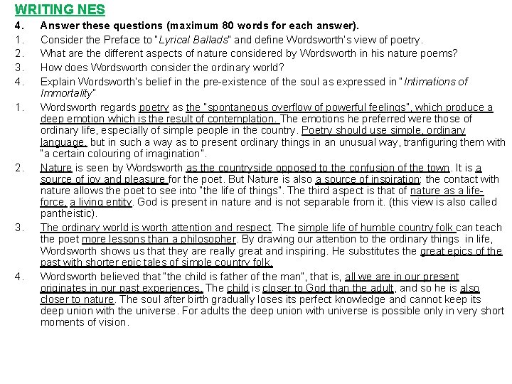 WRITING NES 4. 1. 2. 3. 4. 1. 2. 3. 4. Answer these questions WRITING NES 4. 1. 2. 3. 4. 1. 2. 3. 4. Answer these questions