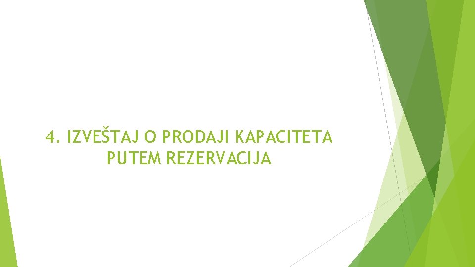 4. IZVEŠTAJ O PRODAJI KAPACITETA PUTEM REZERVACIJA 