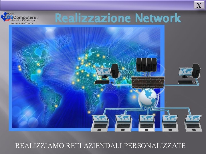X Realizzazione Network REALIZZIAMO RETI AZIENDALI PERSONALIZZATE 