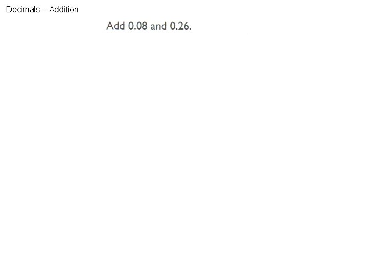 Decimals – Addition 