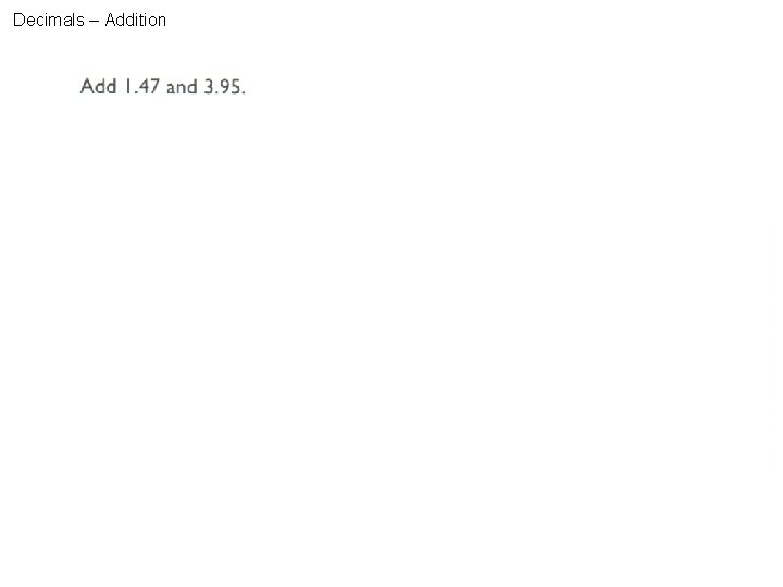 Decimals – Addition 