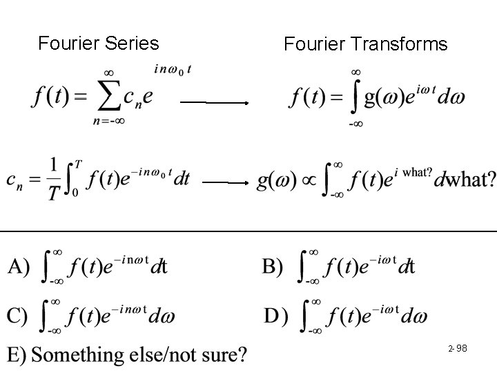 Fourier Series Fourier Transforms 2 - 98 