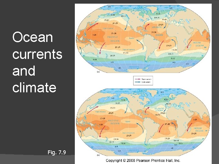 Ocean currents and climate Fig. 7. 9 August temperatures February temperatures 