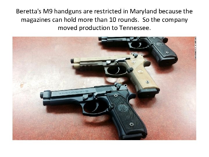 Beretta's M 9 handguns are restricted in Maryland because the magazines can hold more