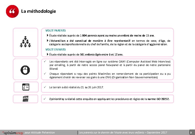 La méthodologie VOLET PARENTS 4Étude réalisée auprès de 1 004 parents ayant au moins
