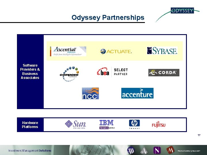 Odyssey Partnerships Software Providers & Business Associates Hardware Platforms 17 