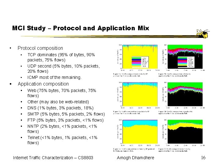 MCI Study – Protocol and Application Mix • Protocol composition • • • TCP