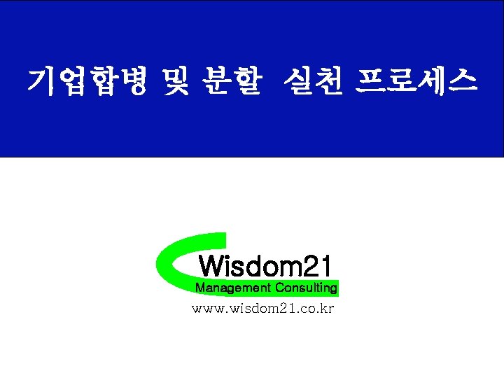 기업합병 및 분할 실천 프로세스 Wisdom 21 Management Consulting www. wisdom 21. co. kr