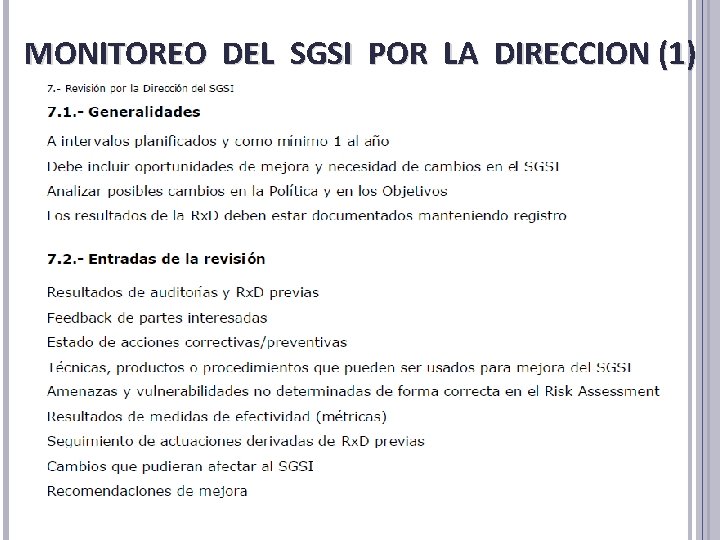 MONITOREO DEL SGSI POR LA DIRECCION (1) MONITOREO DEL SGSI POR LA DIRECCION (1)