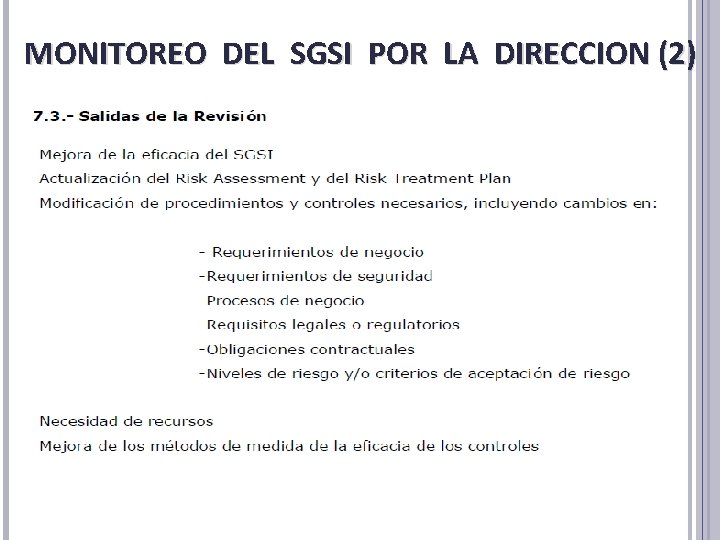 MONITOREO DEL SGSI POR LA DIRECCION (2) MONITOREO DEL SGSI POR LA DIRECCION (2)