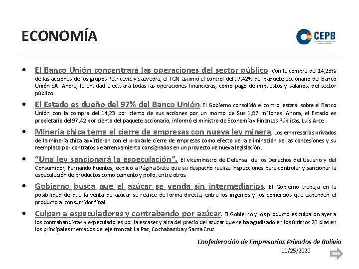 ECONOMÍA • El Banco Unión concentrará las operaciones del sector público. Con la compra