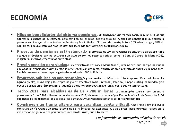 ECONOMÍA • Hijos se beneficiarán del sistema pensiones. Un trabajador que fallezca podrá dejar