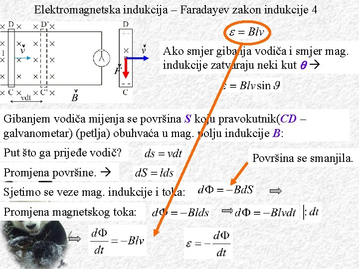 Elektromagnetska indukcija – Faradayev zakon indukcije 4 Ako smjer gibanja vodiča i smjer mag.