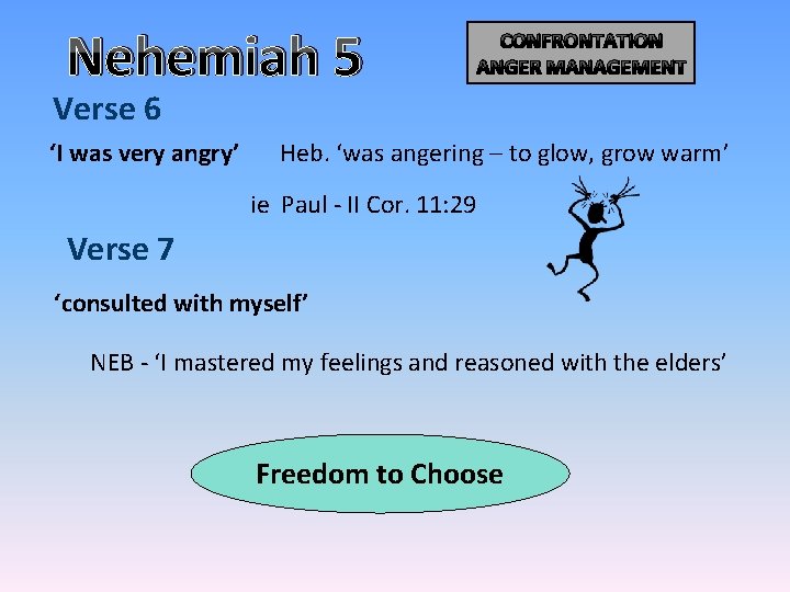 Nehemiah 5 CONFRONTATION ANGER MANAGEMENT Verse 6 ‘I was very angry’ Heb. ‘was angering Nehemiah 5 CONFRONTATION ANGER MANAGEMENT Verse 6 ‘I was very angry’ Heb. ‘was angering