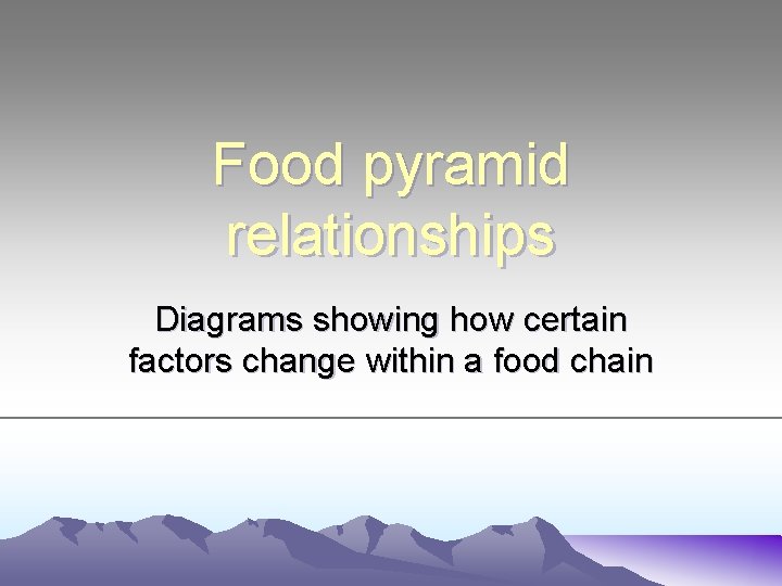 Food pyramid relationships Diagrams showing how certain factors change within a food chain 