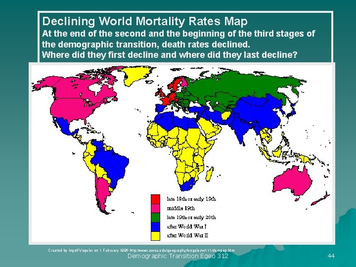 Declining World Mortality Rates Map At the end of the second and the beginning