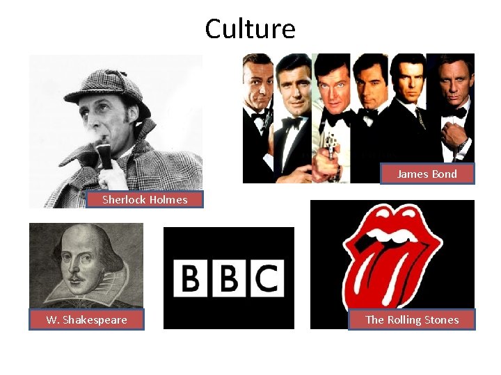 Culture James Bond Sherlock Holmes W. Shakespeare The Rolling Stones 