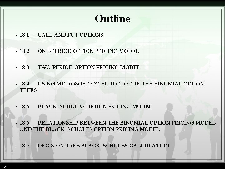 Outline 2 • 18. 1 CALL AND PUT OPTIONS • 18. 2 ONE-PERIOD OPTION