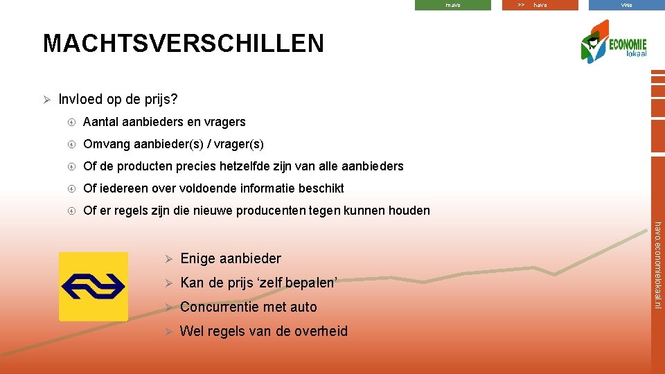 mavo >> havo vwo MACHTSVERSCHILLEN Ø Invloed op de prijs? Aantal aanbieders en vragers