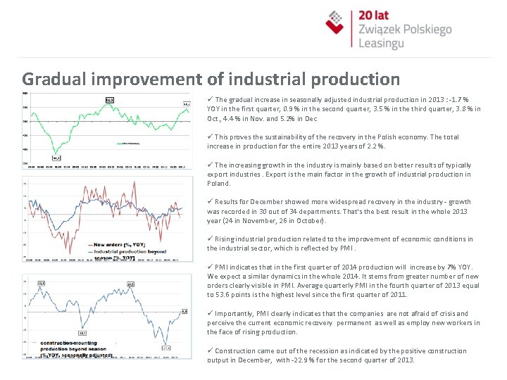  Gradual improvement of industrial production ü The gradual increase in seasonally adjusted industrial