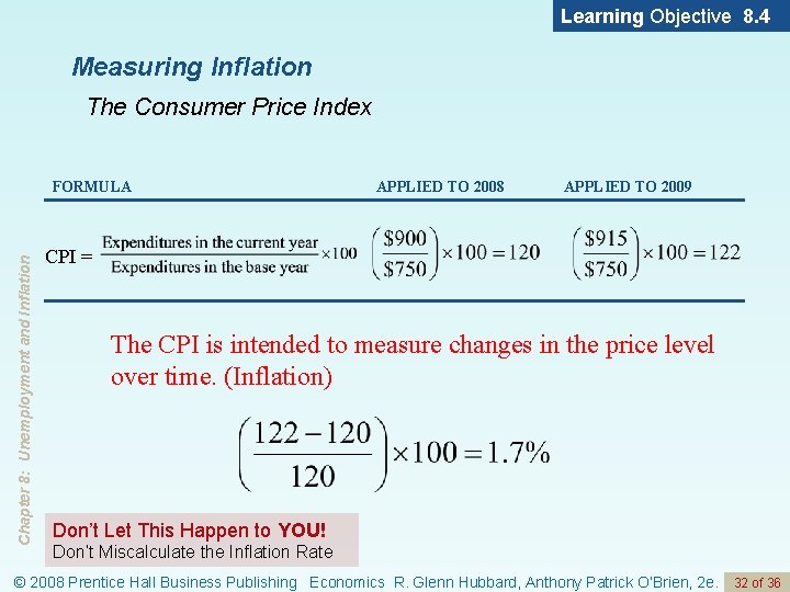 Learning Objective 8. 4 Measuring Inflation The Consumer Price Index Chapter 8: Unemployment and