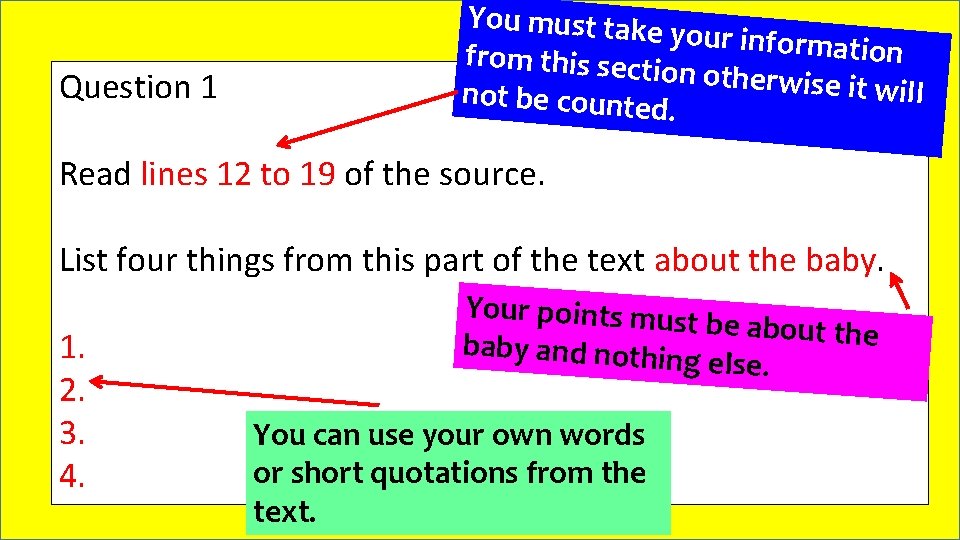 Question 1 You must take your informat ion from this secti on otherwise i