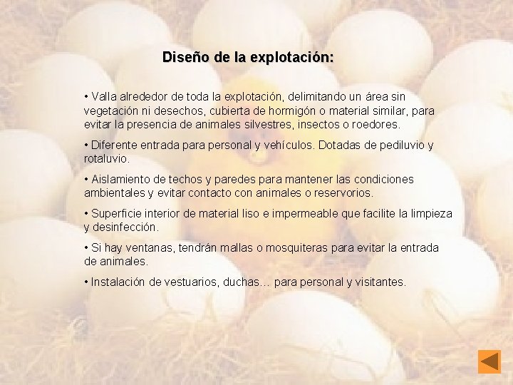 Diseño de la explotación: • Valla alrededor de toda la explotación, delimitando un área