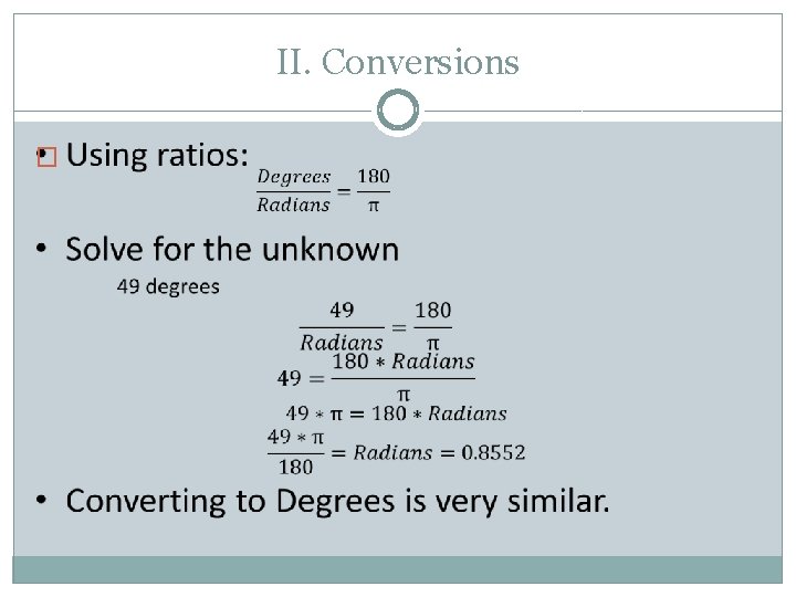 II. Conversions � 