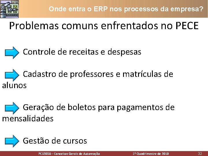 Onde entra o ERP nos processos da empresa? Problemas comuns enfrentados no PECE Controle Onde entra o ERP nos processos da empresa? Problemas comuns enfrentados no PECE Controle
