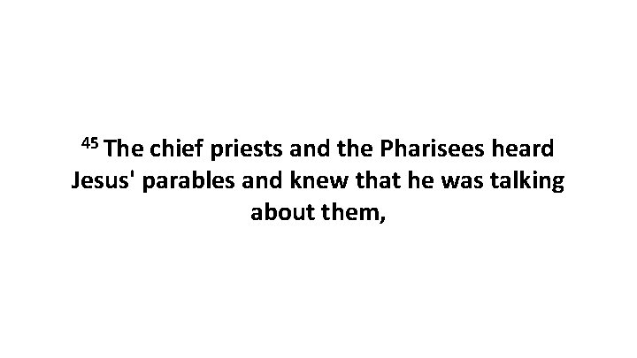 45 The chief priests and the Pharisees heard Jesus' parables and knew that he