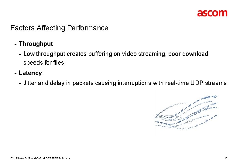 Factors Affecting Performance - Throughput - Low throughput creates buffering on video streaming, poor