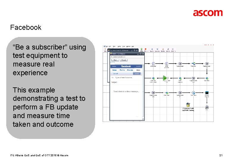 Facebook “Be a subscriber” using test equipment to measure real experience This example demonstrating